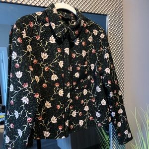 Topshop Vine Floral Collared Shirt